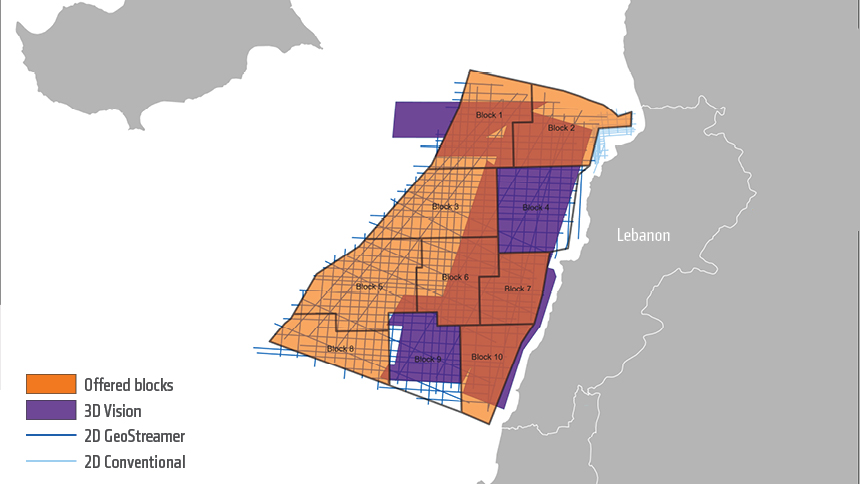 PGS has seismic data coverage for all eight blocks in the second offshore license round for Lebanon