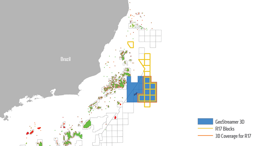 PGS’ MC3D program in Campos deepwater offers 3D depth data for these Round 17 blocks (approx. 13 000 sq. km)
