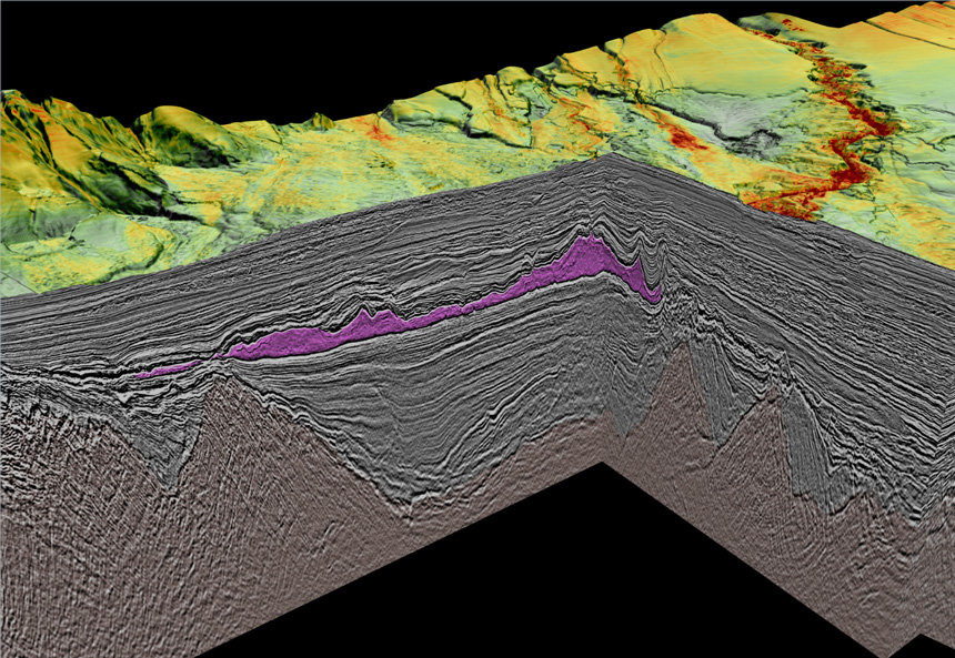 3D view of pre-salt Namibe basin 