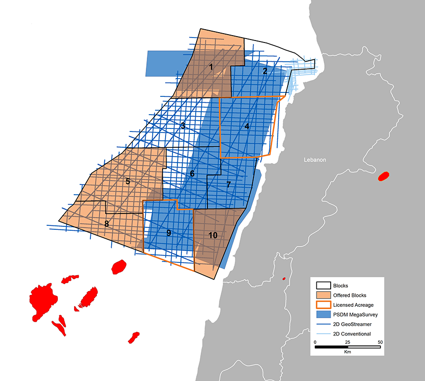 PGS MultiClient data library offshore Lebanon