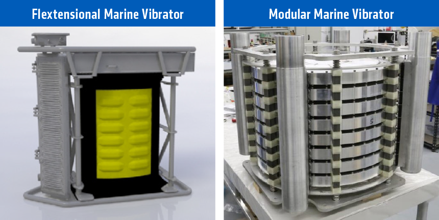 flextensional and modular marine vibrators